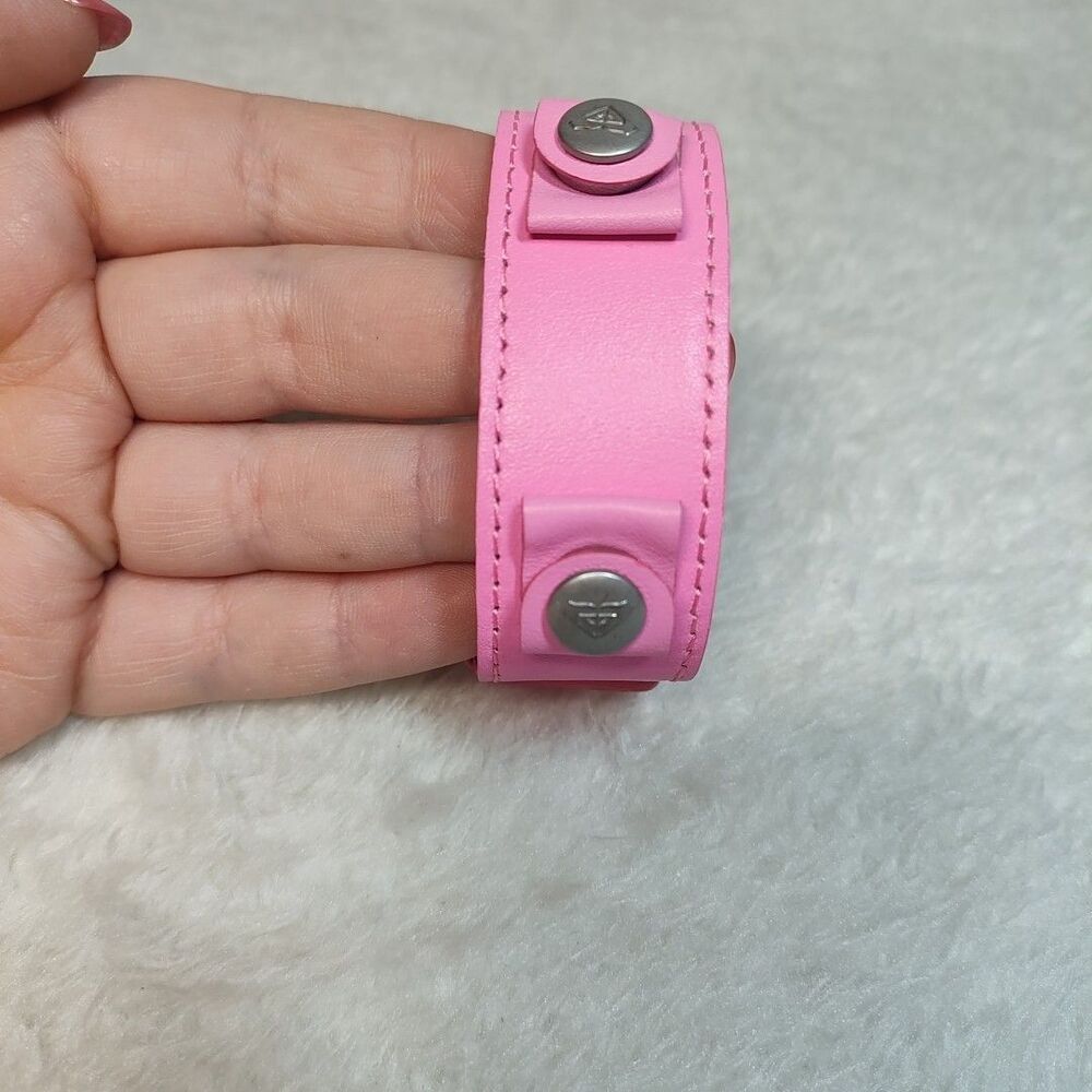 Roxy pink leather cuff For Watch, 1" Adjustable Clip On / Buckle